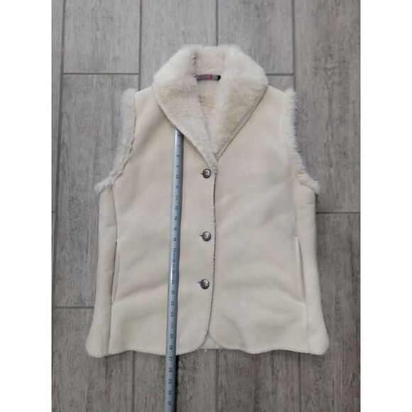 Vintage Andrea Faye Vest Womens Large Tan Vegan Faux Fur Made in USA - Picture 2 of 10